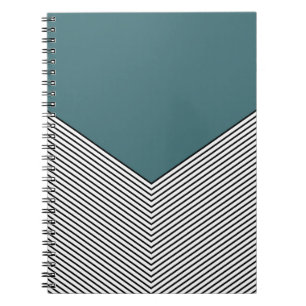 Black and white chevron design and blue triangle notebook