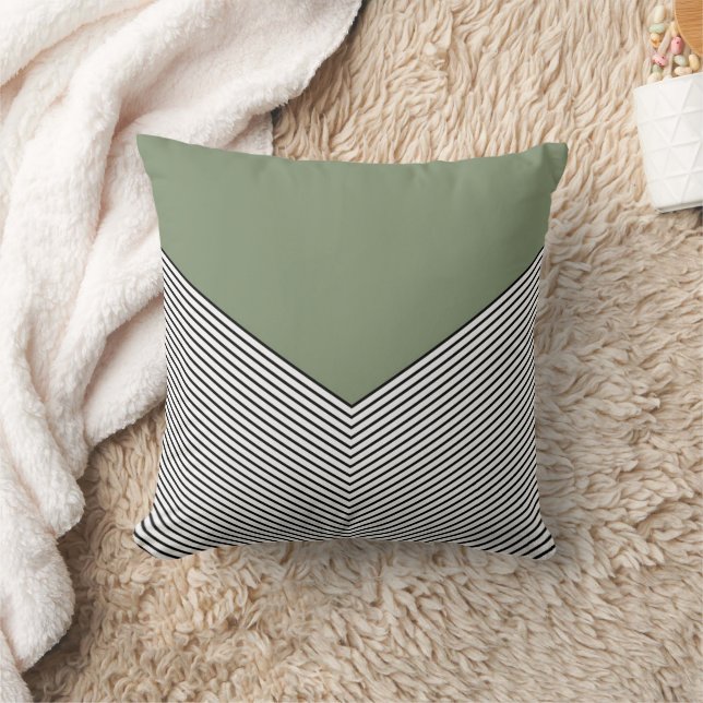 Black and white chevron design and green triangle cushion (Blanket)