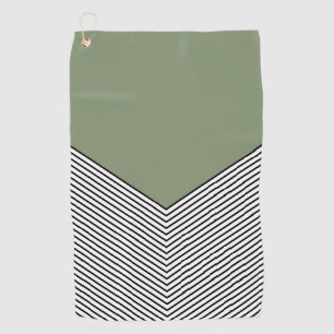 Black and white chevron design and green triangle golf towel
