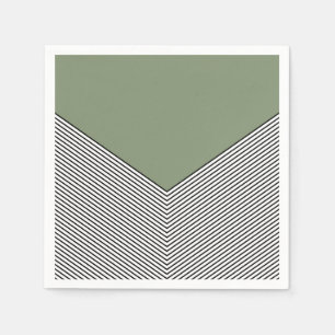 Black and white chevron design and green triangle napkin