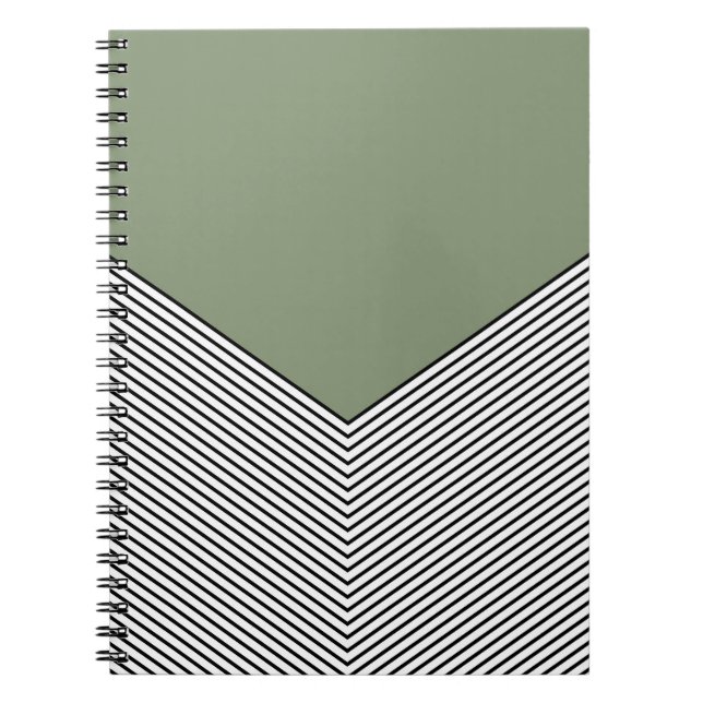 Black and white chevron design and green triangle notebook (Front)