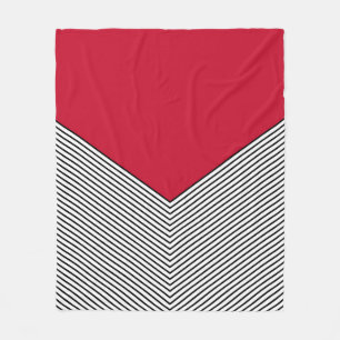 Black and white chevron design and red triangle fleece blanket