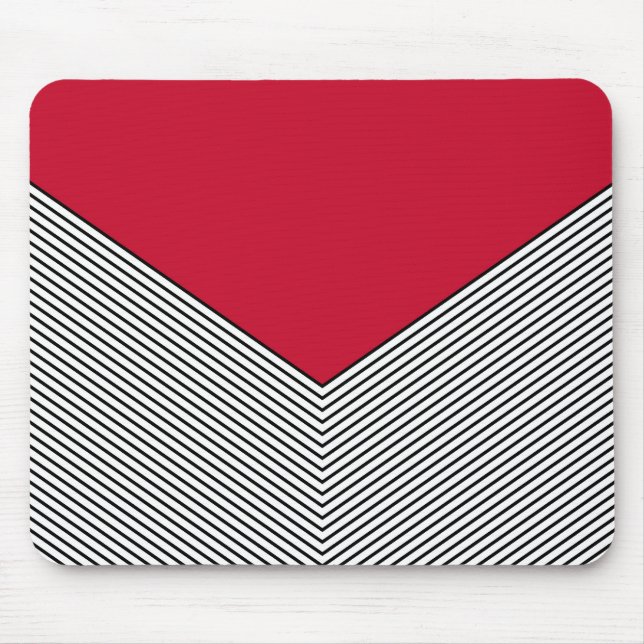 Black and white chevron design and red triangle mouse pad (Front)
