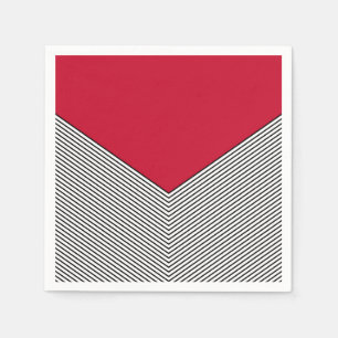 Black and white chevron design and red triangle napkin