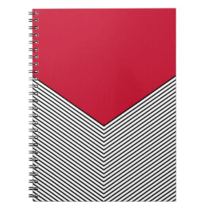 Black and white chevron design and red triangle notebook