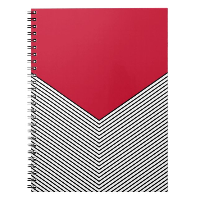 Black and white chevron design and red triangle notebook (Front)
