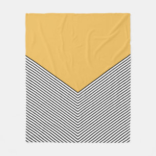 Black and white chevron design and yellow triangle fleece blanket