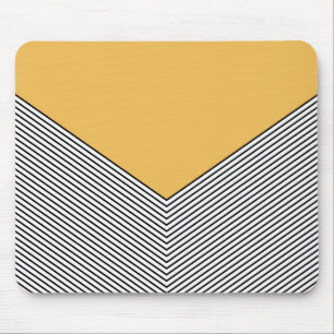 Black and white chevron design and yellow triangle mouse pad