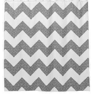 Black and White Chevron Dots Shower Curtain