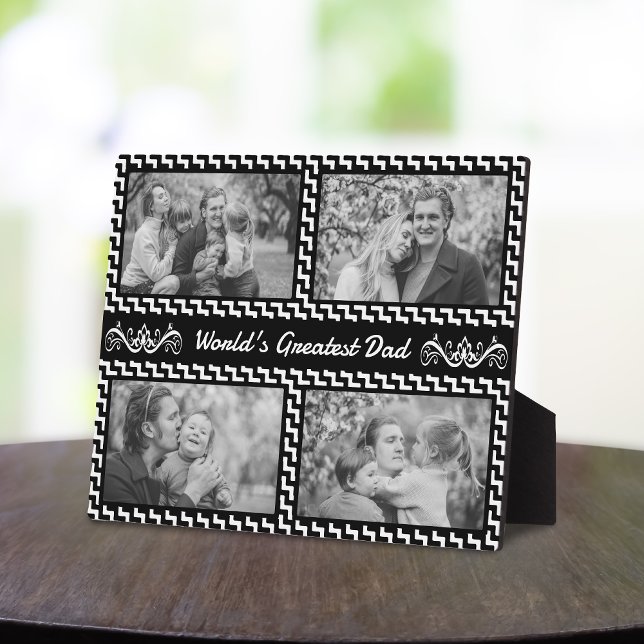 Black and White Chevron Elegant Dad Photo Collage Plaque (Creator Uploaded)