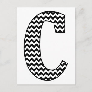 Black and White Chevron Letter C Monogram Postcard