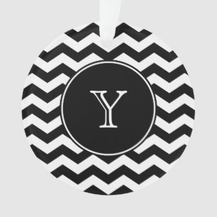 Black and White Chevron Monogrammed Ornament