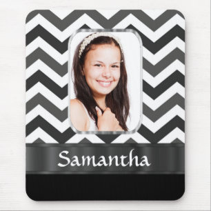 Black and white chevron mouse pad