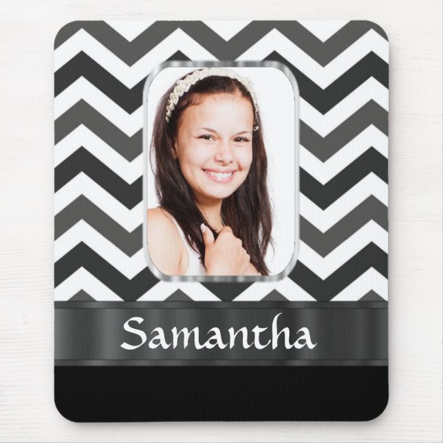 Black and white chevron mouse pad (Front)