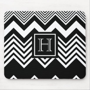 Black and White Chevron Mouse Pad