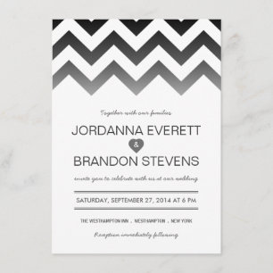 Black and White Chevron Ombre Wedding Invitations