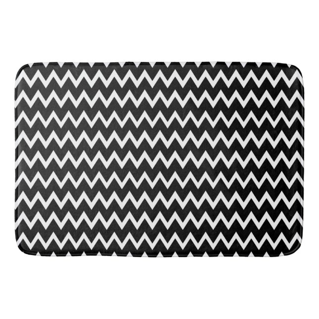  Black And White Chevron Pattern  Bath Mat (Front)