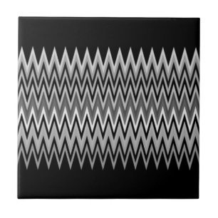Black and White Chevron Pattern Ceramic Tile