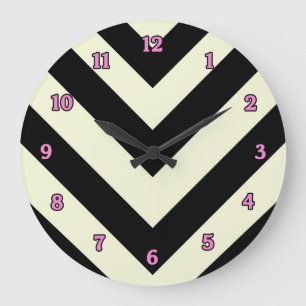 Black and White Chevron Pattern Clock