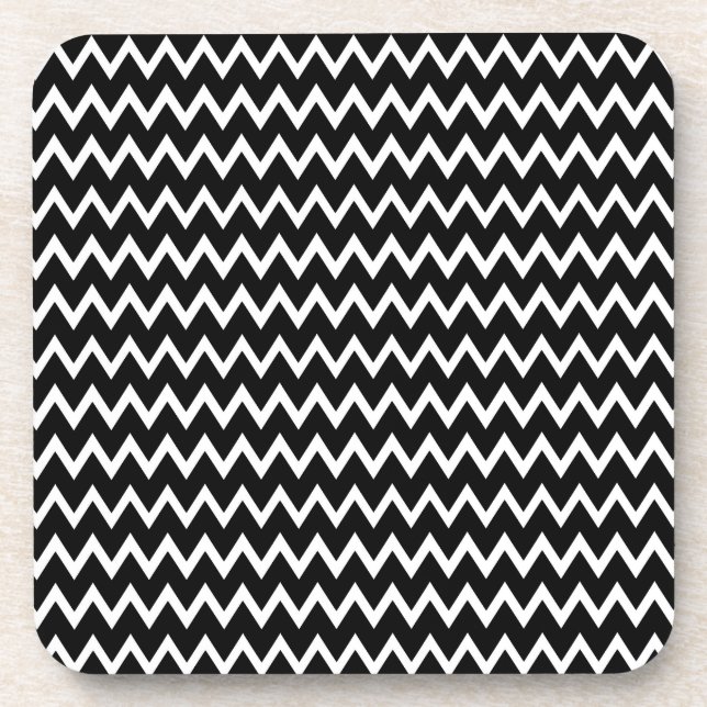  Black And White Chevron Pattern  Coaster (Front)