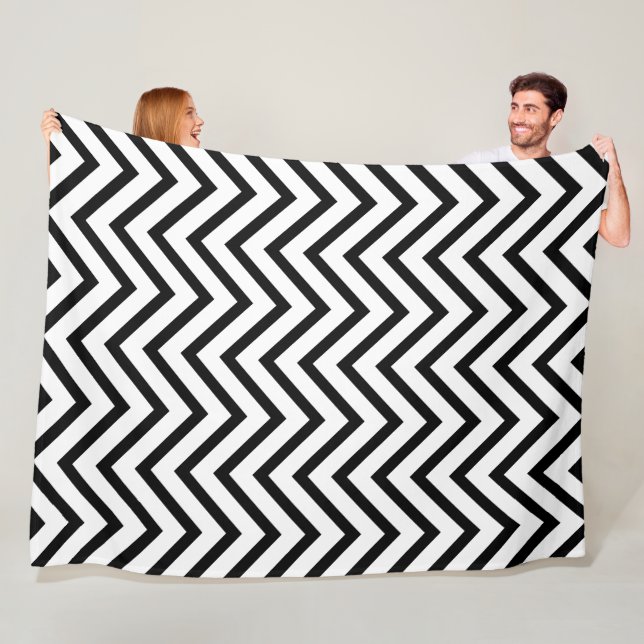 Black And White Chevron Pattern  Fleece Blanket (In Situ)