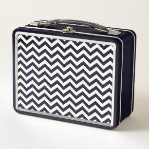 Black And White Chevron Pattern Metal Lunch Box