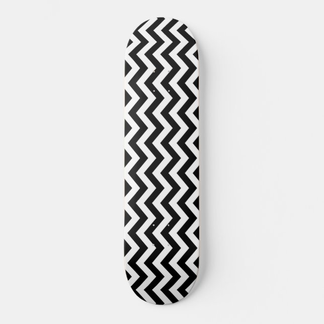 Black And White Chevron Pattern Skateboard (Front)