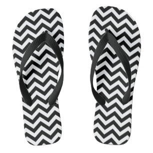 Black And White Chevron Pattern Thongs