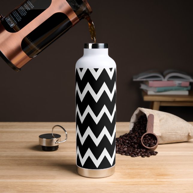  Black And White Chevron Pattern  Water Bottle (Coffee)