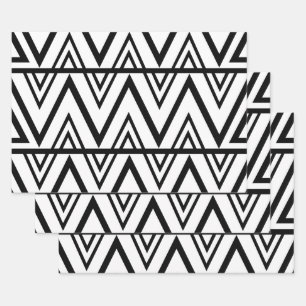 Black and White Chevron Pattern Wrapping Paper Sheet