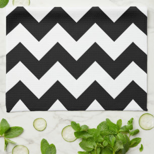 Black and White Chevron Print Kitchen Towel