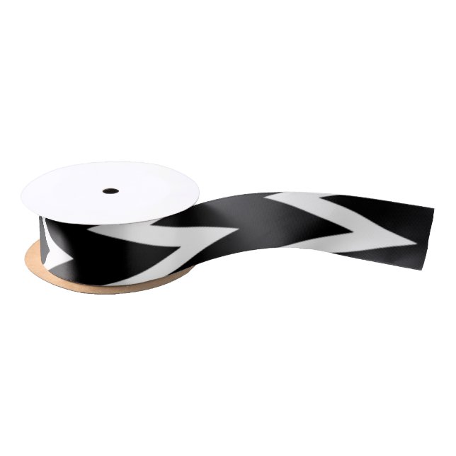 Black and White Chevron Satin Ribbon (Spool)