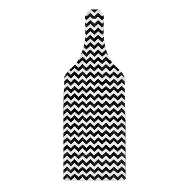 Black and White Chevron Stripe Cutting Board (Front)
