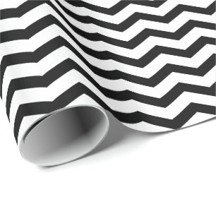 Black and White Chevron Stripe Wrapping Paper