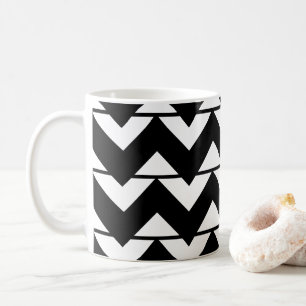 Black and White Chevron Stripe Zigzag Pattern Coffee Mug