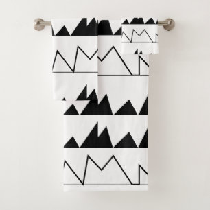 Black and White Chevron Stripes Bath Towel Set