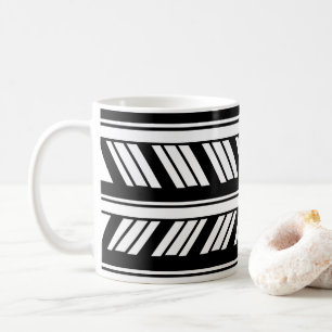 Black and White Chevron Stripes Pattern Coffee Mug