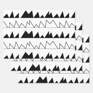 Black and White Chevron Stripes Pattern    Wrapping Paper Sheet