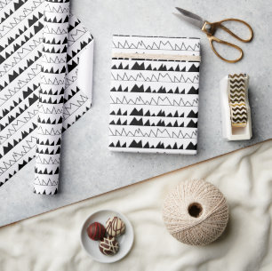 Black and White Chevron Stripes Wrapping Paper