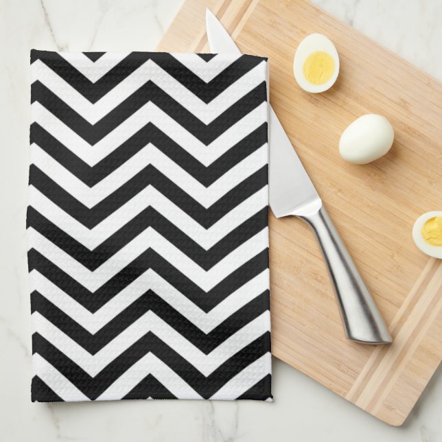 Black and White Chevron Tea Towel (Quarter Fold)