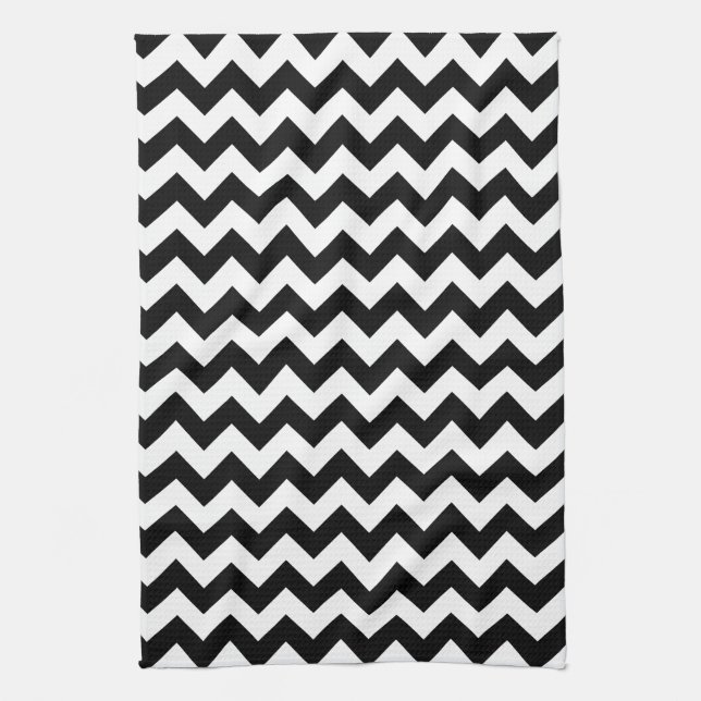 Black and White Chevron Tea Towel (Vertical)
