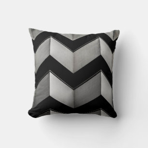 BLACK AND WHITE CHEVRON WALLPAPER CUSHION