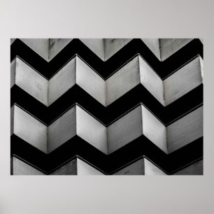BLACK AND WHITE CHEVRON WALLPAPER POSTER