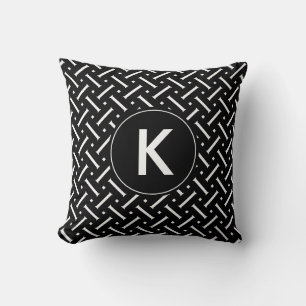 Black and White Chevron with Custom Monogram Cushion