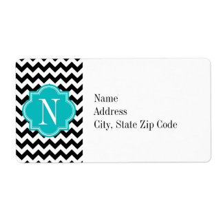 Black and White Chevron with Teal Monogram