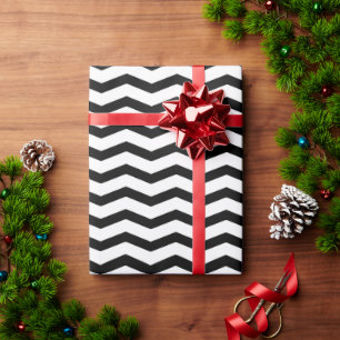 Black and white chevron zig zag pattern Christmas Wrapping Paper