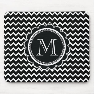 Black and White Chevron Zig Zag Retro Elegance Mouse Pad
