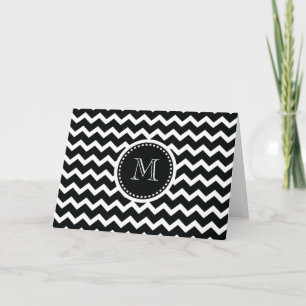 Black and White Chevron Zig Zag Retro Elegance Note Card