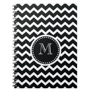 Black and White Chevron Zig Zag Retro Elegance Notebook