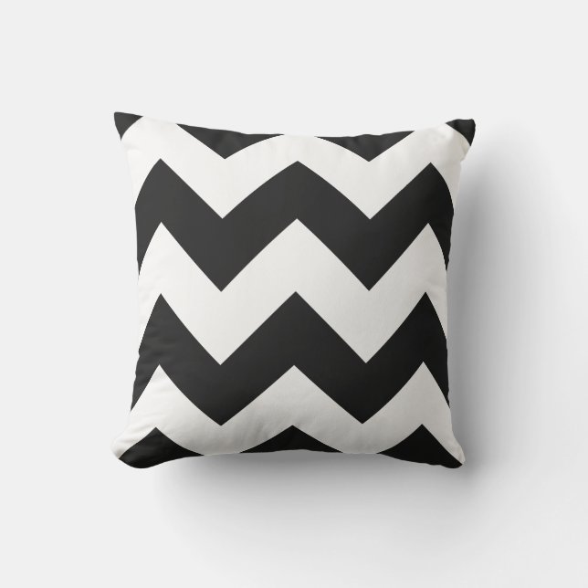 Black and White Chevron ZigzagOutdoor Pillows (Front)